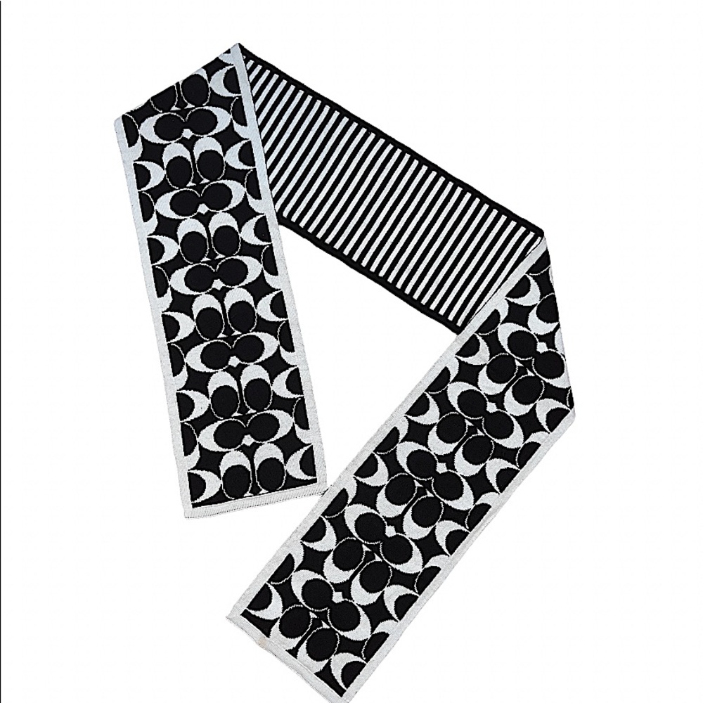 Coach Monogram With Stripes Wool Scarf